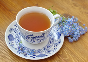 vintage tea cup with forget me nots