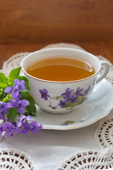 china tea cup with violets