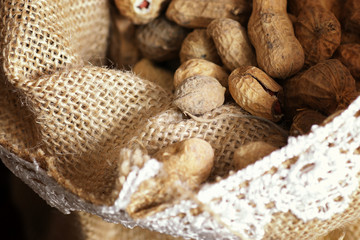 Peanut in a peel and shelled