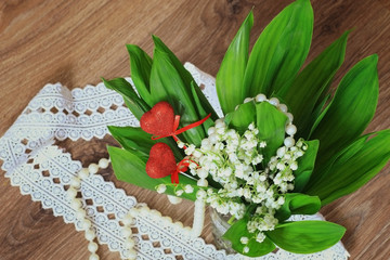 composition bouquet of lilies of the valley lace