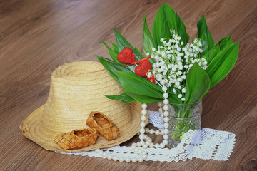composition bouquet of lilies of the valley lace