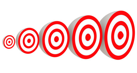 Мишени разных размеров, расположенные в ряд