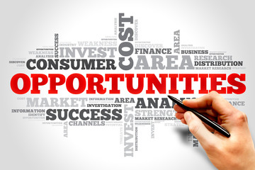 Opportunities word cloud, business concept