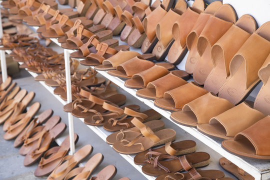 Leather slippers