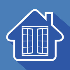 Logo maison et fenêtre.