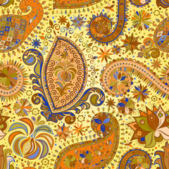 Vintage floral motif ethnic seamless background.