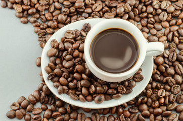 Morning coffee with coffee beans