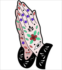 Decorated praying hands