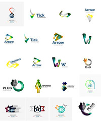 Logo collection, abstract geometric business icon set