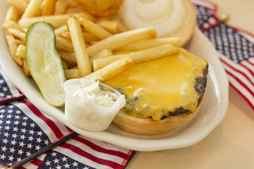 American Flag Cheeseburger