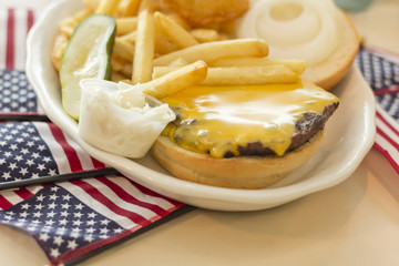 American Flag Cheeseburger