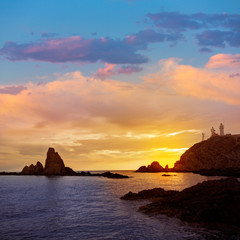 Naklejka na ściany i meble Almeria Cabo de Gata lighthouse sunset in Spain