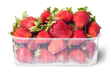 Freshly strawberries in a plastic tray