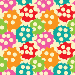 Fototapeta na wymiar Abstract seamless cute pattern with white circles and shapes