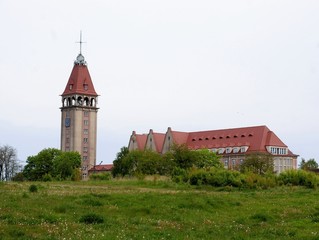 view at building of Town Hall with high tower in Wladyslawowo