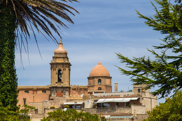 A mid-air view on historical Church of San Giuliano in Erice