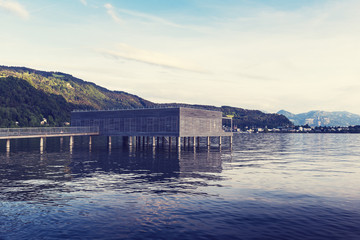 Cityscape of Bregenz and Constance Lake - Bodensee.