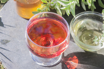 Glass of red wine vinegar