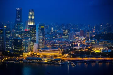 Fotobehang Azië Night view of Singapore city  © famveldman