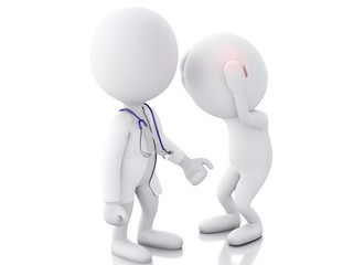 3d doctor, checking patient with headache.