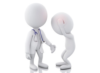 3d doctor, checking patient with headache.