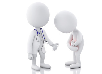 3d white people with stomach ache in red zone