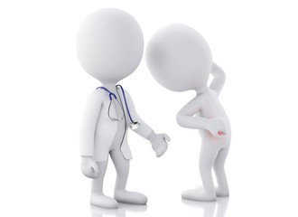 3d white people with back pain in red zone