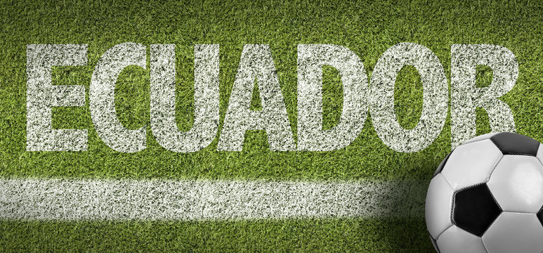 Soccer field with the text: Ecuador
