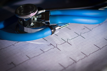 ekg and stethoscope with dark vignetting