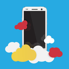  cloud service with cell phone and cloud symbol vector graphic