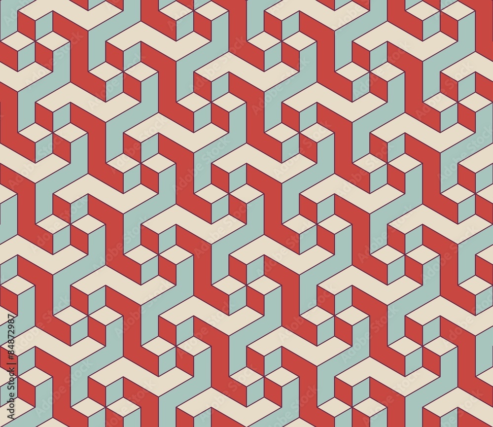 Wall mural abstract isometric 3d seamless pattern background