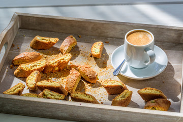 Italian cantuccini with coffee