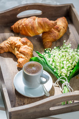 Sweet coffee and croissant