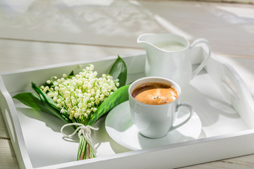 Delicious espresso with flowers