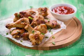 Fried chicken wings with sauces