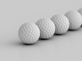 Blur Golf ball on white reflective background