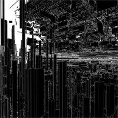 Obraz premium Futuristic Megalopolis City Of Skyscrapers Vector