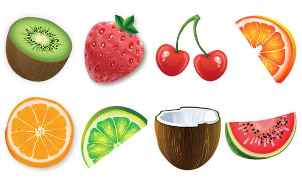 fruits set icons high quality vector