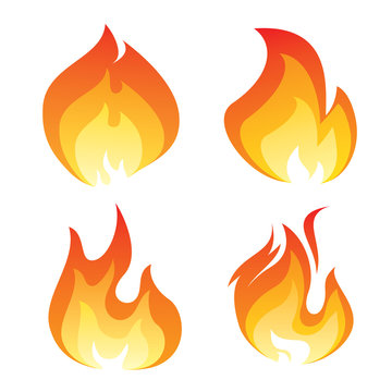 set of color flame icon