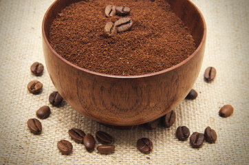 Coffee beans and ground coffee