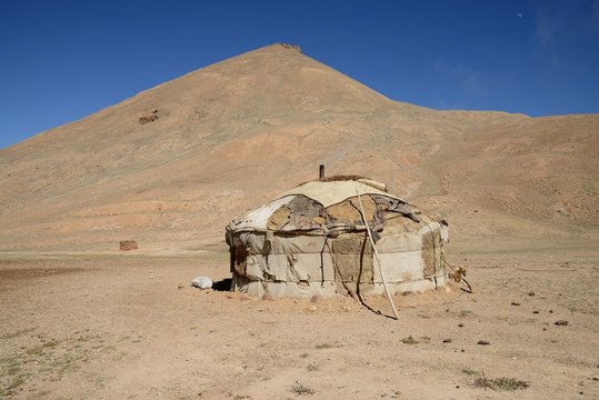 Tajik traditional jurt seen around Pamir, Tajikistan.