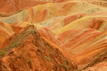 Detail of colorful danxia landform in Zhangye, Gansu China.