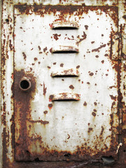 Rusty steel door and door hinges