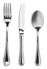 Fork, knife, spoon.