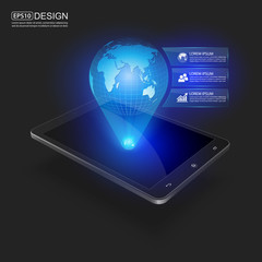 Smart Phones and Globe Connections Design.vector