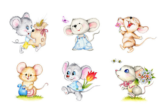 Set of 6 cute mice