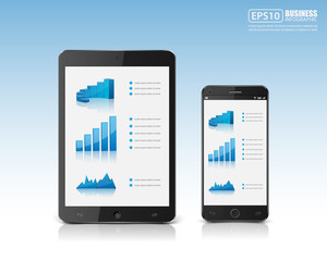 Smartphone with business graph.vector