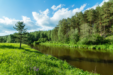 Летний пейзаж с рекой и лесом, Урал, Россия © 7ynp100