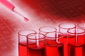 red laboratory test tubes