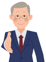 ビジネスマン　シニア　握手